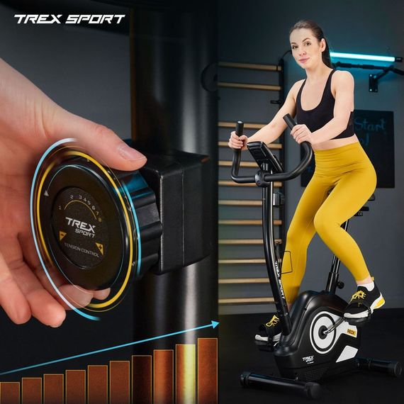 Велотренажер Trex Sport TX-400MB Reck магнітний чорно-білий | Зображення 1