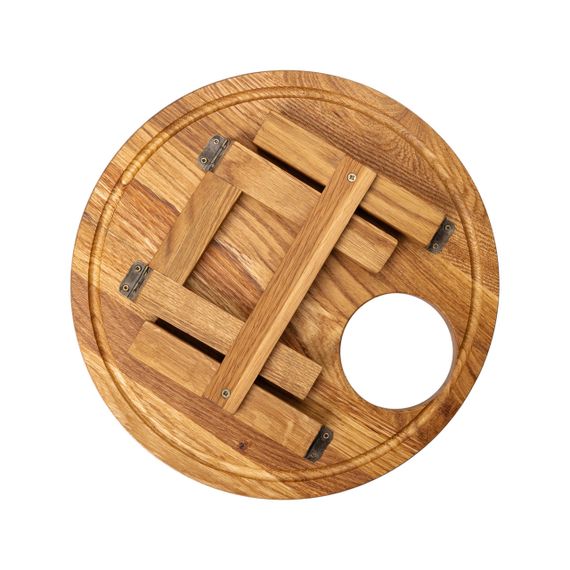 Винный столик-менажница из дерева 35 см круглый на ножках дуб BWR350180 | Зображення 5