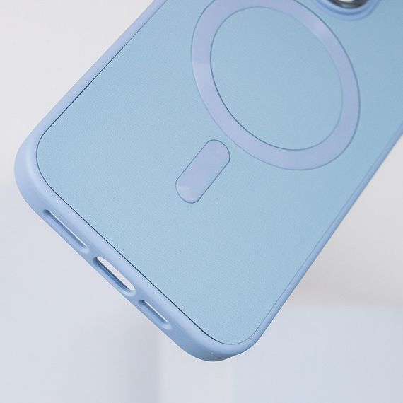 Шкіряний чохол Bonbon Leather Metal Style with MagSafe для Apple iPhone 12 Pro Max (6.7") Блакитний / Mist blue | Зображення 3