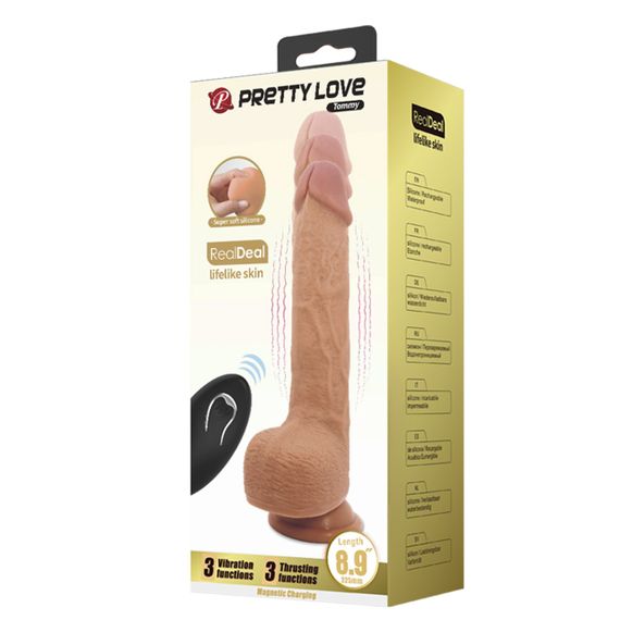 Вибратор на присоске PRETTY LOVE - Tommy 8,9'' Light Brown, 3 vibration functions 3 Sex Aura | Зображення 8
