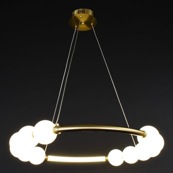 Люстра світлодіодна підвісна LED світильник для квартири на стелю лед 27218 Латунь 25-140х82х82 см. | Зображення 5