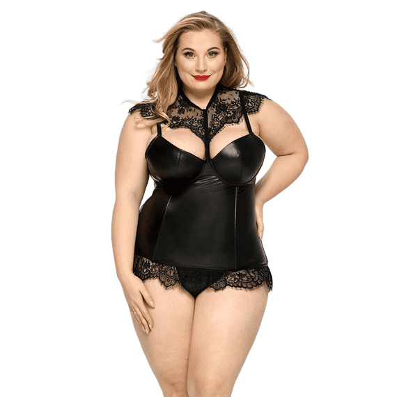 Корсет и стринги JSY «Страстная Ирис» Черный Plus Size | Зображення 1
