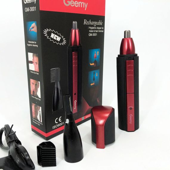 Тример для носа та вух бездротова Geemy GM-3001 червона