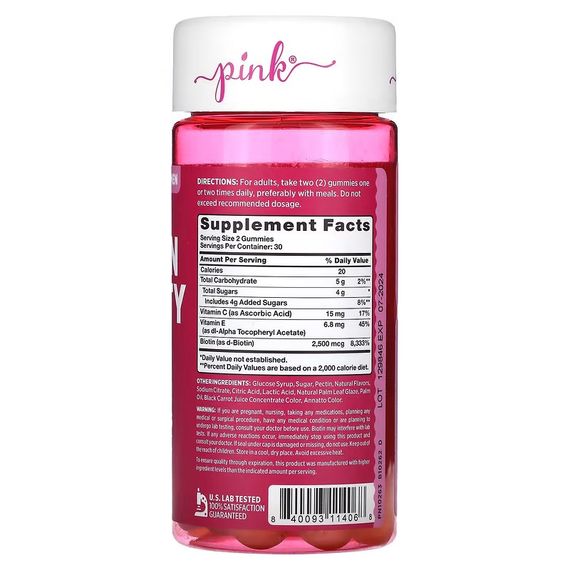 Біотин Pink Biotin Beauty (Natural Fruit), 60 Gummies | Зображення 1