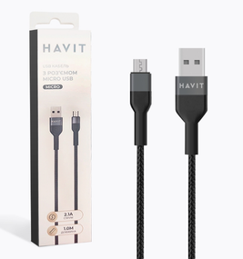 Кабель USB MicroUSB Havit HV-CB621C 2,1А 1м чорний