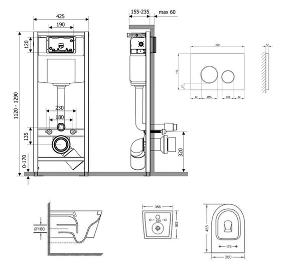 Набір Qtap Nest 4 в 1 підвісний унітаз Swan Ultra Quiet 485x360x320 + комплект інсталяції QT16335179W45150 | Зображення 1