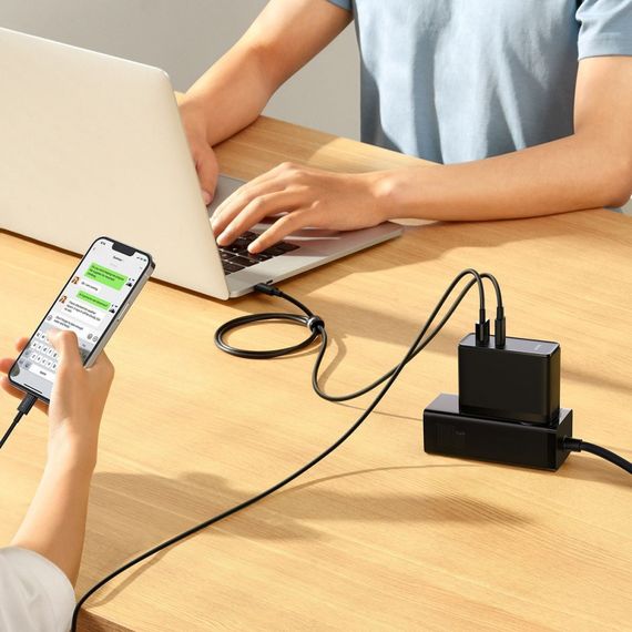 МЗП Baseus GaN5 Pro 100W (Type-C + USB) + Кабель Type-C + Type-C | Зображення 3