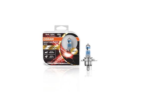 Комплект галогеновых ламп Osram 64193NB200-HCB H4 Night Breaker +200% 60/55W 12V P43T HardDuopet | Зображення 1