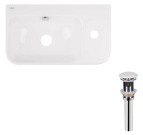 Комплект Qtap Tern: Раковина підвісна прямокутна права 450х250х158 мм White + Донний клапан PU02O (QT17115117RWN47328)