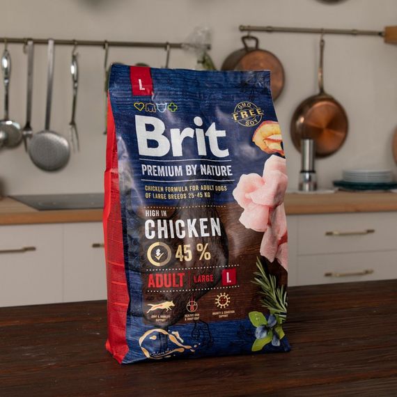 Корм сухий Brit Premium Dog Adult L для дорослих собак великих порід вагою 25-45 кг з куркою 3 кг | Зображення 5