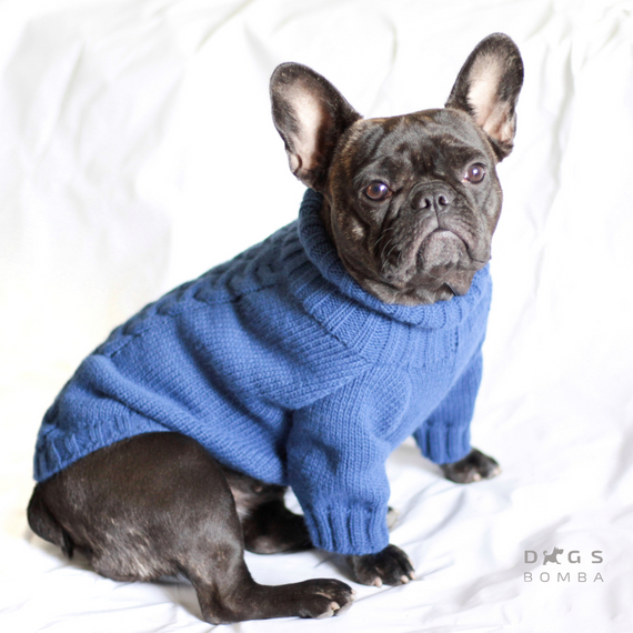 Светр в'язаний Косичка синiй Y-230 | Зображення 2