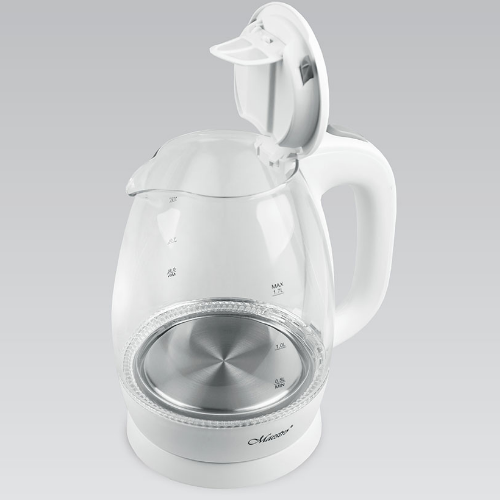 Електрочайник 1,7л 1370-1630W скло (диск) білий MR-063-WHITE Maestro | Зображення 2