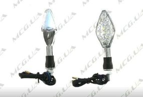 Поворот світлодіодний, човник (15 LED, хром, біле скло) JS