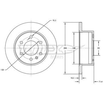 Диск тормозной задний Mercedes Benz Sprinter W906 06-18/ W907/W910 18-/ VW Crafter 06-16 (298x16.3), TX 71-60
