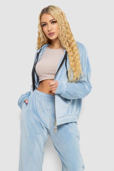 Спортивный костюм женский велюровый  -уценка, цвет голубой, 238R107-1-U-3 | Зображення 1
