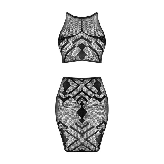 Еротичний напівпрозорий комплект Obsessive K101 top & skirt S/M/L, топ, спідниця | Зображення 2