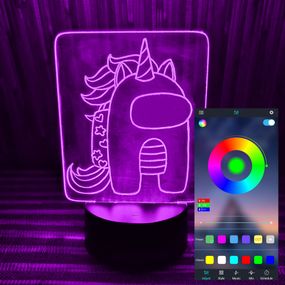 Акриловый светильник-ночник управление с телефона Among Us единорог tty-n000406