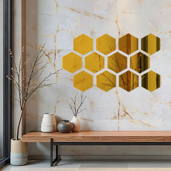 Дзеркальний декор акриловий самоклеючий 150*175мм золото,12шт (D) SW-00002518 | Зображення 4