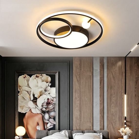 Люстра світлодіодна стельова LED світильник для квартири на стелю лед з пультом 26531 Чорний 9х50х50 см.