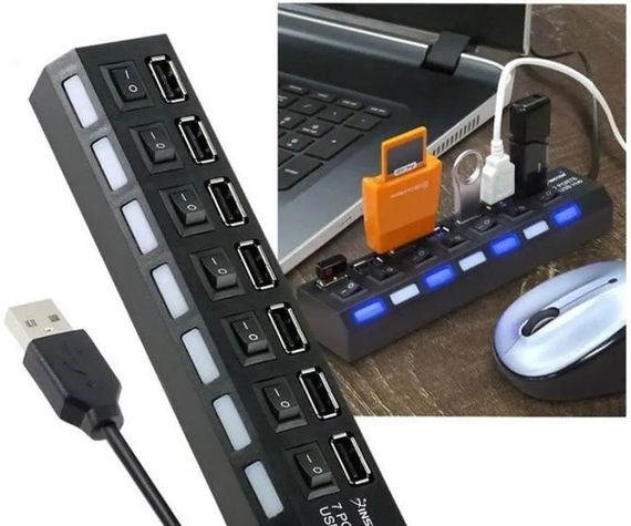 USB хаб Combi концентратор на 7 портов с подсветкой | Зображення 1