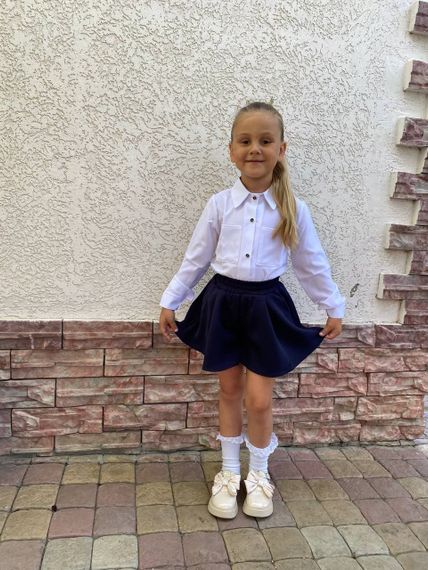 Дитяча шкільна спідниця-шорти на дівчинку колір темно-синій розмір 128, SBR130 | Зображення 1