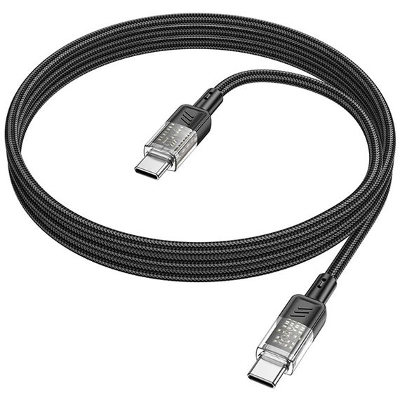 Дата кабель Hoco U129 Spirit Transparent Type-C to Type-C 60W (1.2m) Black | Зображення 2