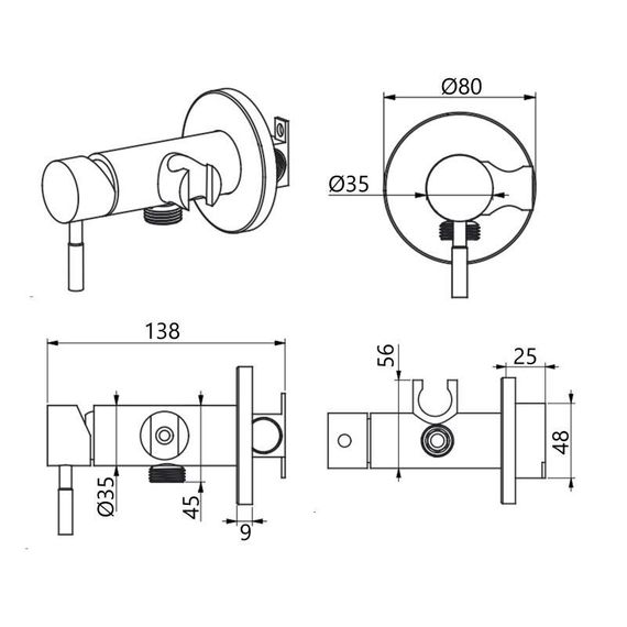 Набір для гігієнічного душу Lidz Aria 111 Black LDARI111BLA46107 округлий | Зображення 1