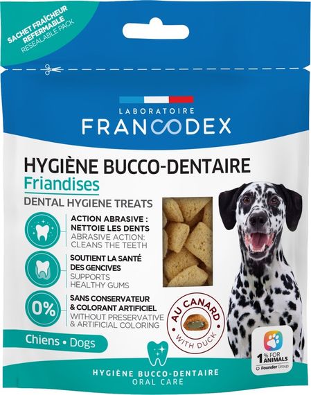 Ласощі для чищення зубів у собак Francodex Dental Hygiene Treats For Dogs, 75 гр