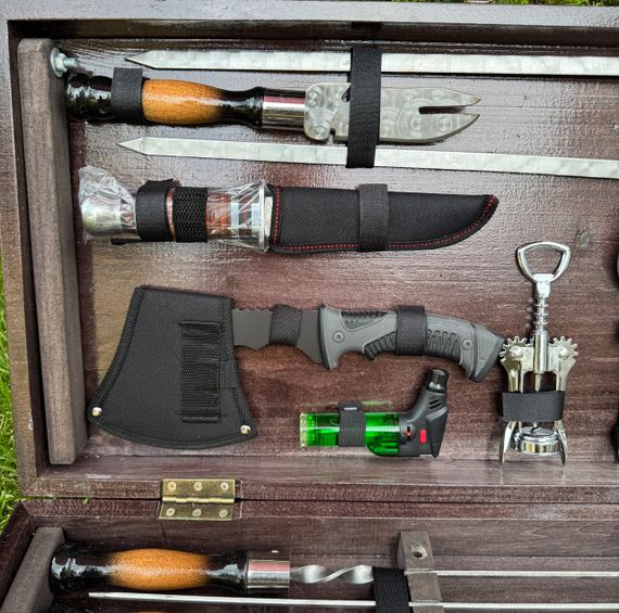 Подарочный набор для пикника GRILL MASTER ручной работы (шампура и аксессуары). | Зображення 3