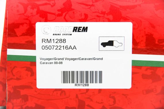 Колодки передні гальмівні Voyager/Grand Voyager/Caravan/Grand Caravan 00-08, GOODREM (RM1288) | Зображення 2