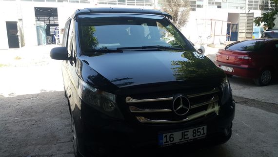 Козырек на лобовое стекло (черный глянец, 5мм) для Mercedes Vito / V W447 2014-2024 гг | Зображення 2