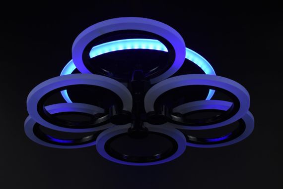 Люстра світлодіодна стельова LED світильник для квартири на стелю лед з пультом 26118 Чорний 11х47х47 см. | Зображення 6