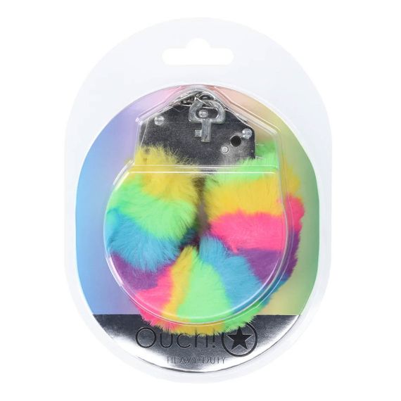 Пухнасті металеві наручники для рольових ігор Heavy-duty Fluffy Handcuffs - Multicolor 1 Sex Aura | Зображення 1