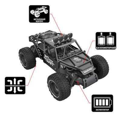Радиоуправляемая игрушка Sulong Toys OFF-ROAD CRAWLER – RACE (матовый черный, металл. корпус, аккум.6V, 1:14) (SL-309RHMBl) | Зображення 1