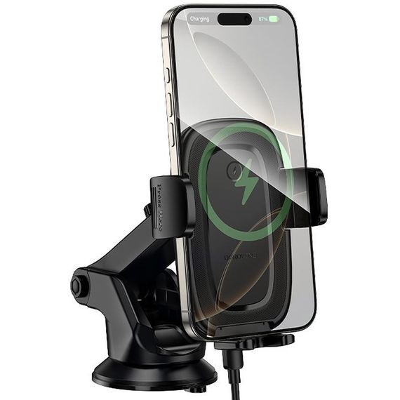 Автотримач з БЗП Borofone BH223 Follower 15W (center console) Black | Зображення 2