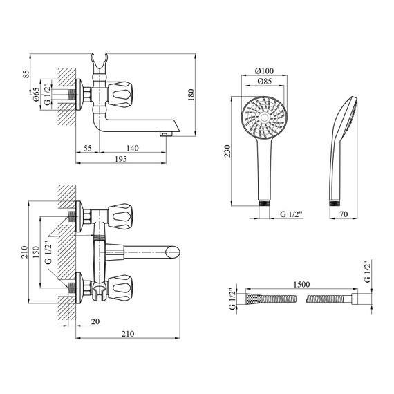 Змішувач для ванни Kroner KRM Hamburg - C060 (CV014913) | Зображення 1