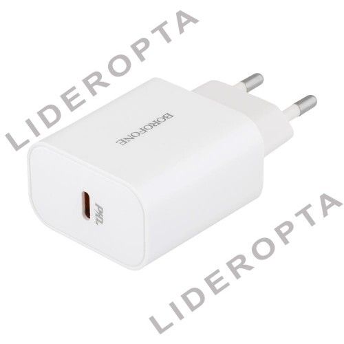 Мережевий зарядний пристрій швидкої зарядки Borofone BA57A PD 20W Type-C to Lightning 3A (33141-01_219)