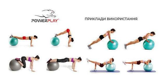 М'яч для фітнесу (фітбол) напівмасажний PowerPlay 4003 Ø65 cm Gymball  Синій + помпа | Зображення 4