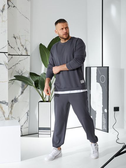 Мужской спортивный костюм свободный с эффектом 2 в 1, LI2015 цвет серый, размер 44/46 | Зображення 4