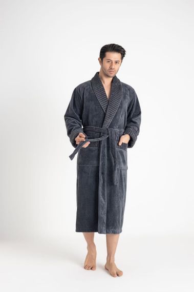 Чоловічий  халат Nusa 1330 2XL антрацит | Зображення 3