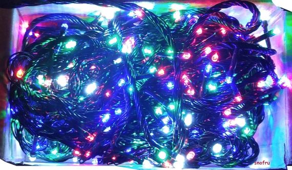 Гирлянда нитка 300LED warm 100-10 LED флеш на черном проводе ∙ Провод гирлянда шарики 300 LED | Зображення 1