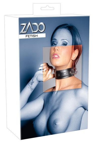 Нашийник широкий Zado FETISH з D-кільцями, шкіряний, чорний Sex Aura | Зображення 1