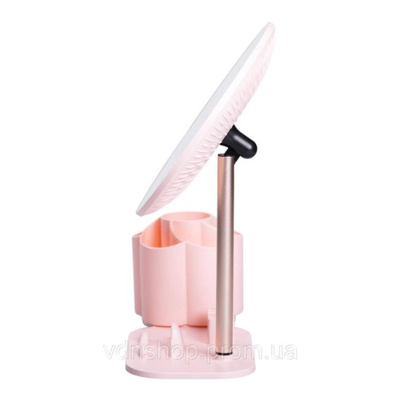 Дзеркало для макіяжу з підсвічуванням кругле настільне Ø21 см з підставкою Рожеве HP-10-9AP | Зображення 3