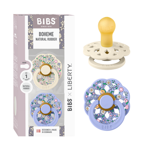 Соска пустушка BIBS x Liberty Boheme 0-6 міс Chloe Meadow Latex Round (кругла) – Ivory Mix (2 в упаковці) | Зображення 3