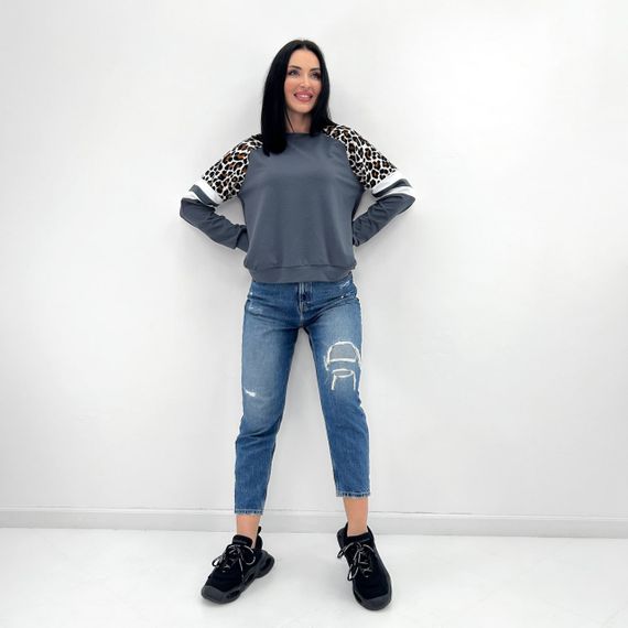 Женская легкая трикотажная кофта с леопардовым принтом GF04196 цвет серый, размер 46/48 | Зображення 1