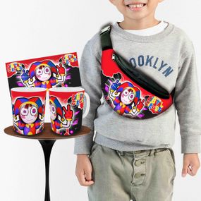 Набір:дитяча сумка-бананка+кружка Цифровий Цирк «Amazing Digital Circus» 32х15см,бананка для хлопчика через плече (01004)