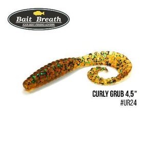 Силіконова приманка, Їстівний силікон Bait Breath Curly Grub 4,5" (8шт) (Ur24 Pumpkin/green*seed)