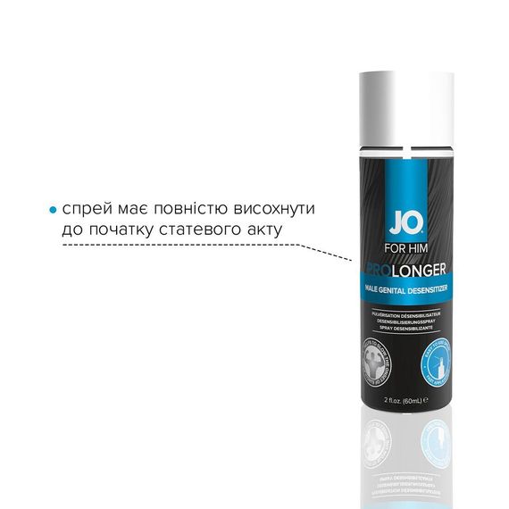 Пролонгувальний спрей JO Prolonger Spray with Benzocaine (60 мл) не містить мінеральних масел Sex Aura | Зображення 2