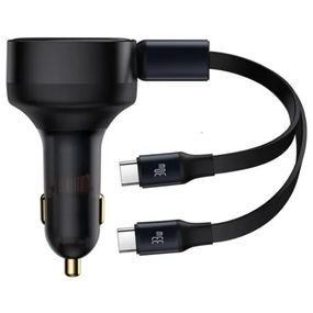 АЗП Baseus Enjoyment PD33W with retractable cables (2USB-C) (C00035500111) Black