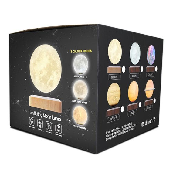 Магнітна левітаційна лампа HCNT Levitating Lamp Saturn Dark Wood Grain | Зображення 1